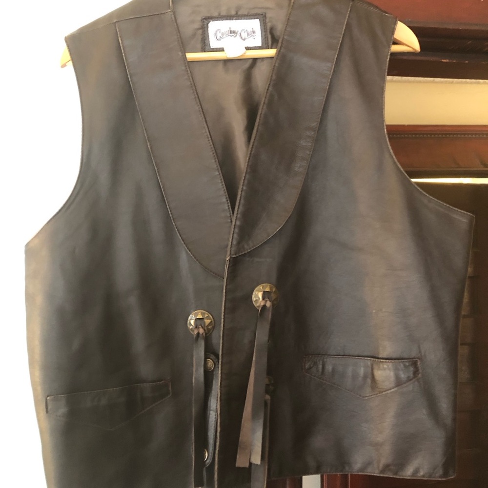Cowboy Club Men's dark brown  Leather Vest